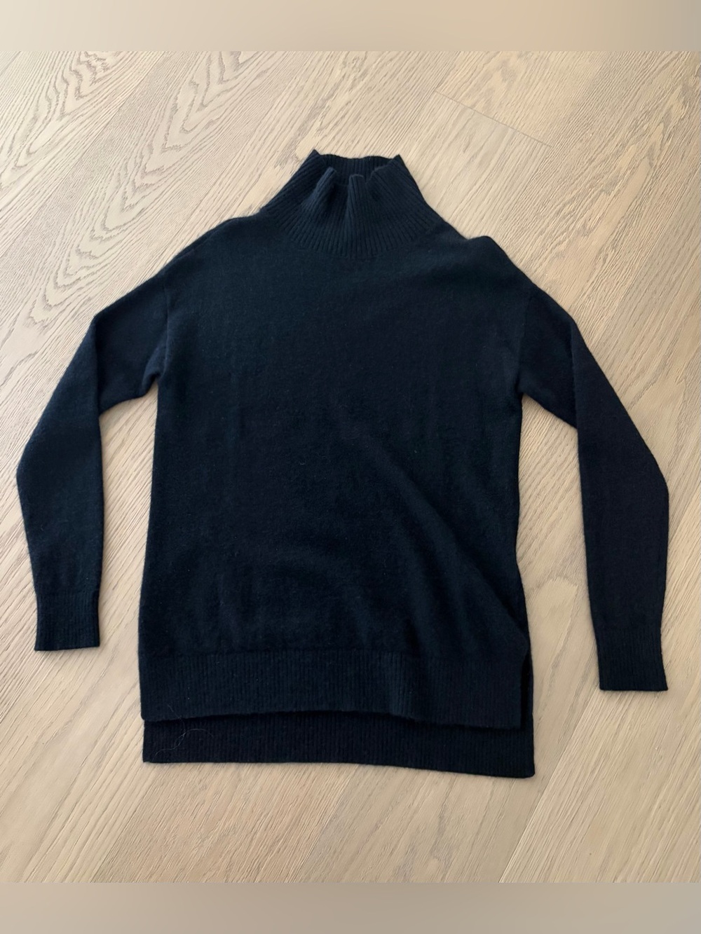 White + Warren black cashmere turtleneck sweater